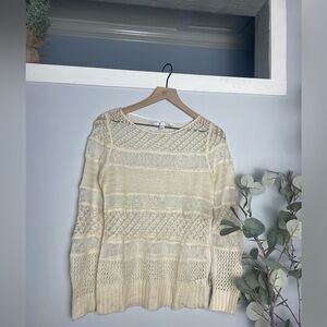 LC Lauren Conrad Cream lace nylon knitted sweater